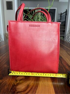 Hidesign red leather hand bag